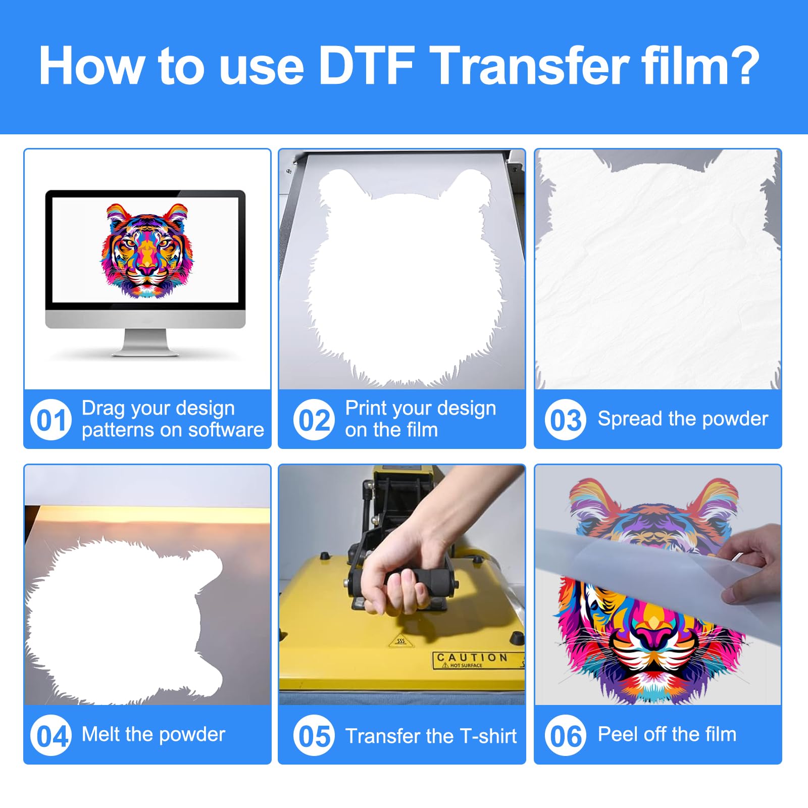 Rotolo di pellicola di trasferimento termica, formato A4 DTF (21 cm x 100 m), rotolo di carta di trasferimento DTF per stampanti a getto d'inchiostro Epson, direttamente a trasferimento DTF, rotolo di