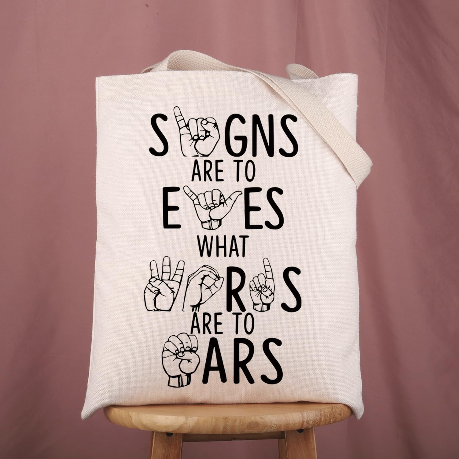 Gzrlyf Sign Language Tote Bag Asl Teacher Gift Asl Gifts Deaf Awareness Special Ed Slp Reusable Grocery Shopping Bag