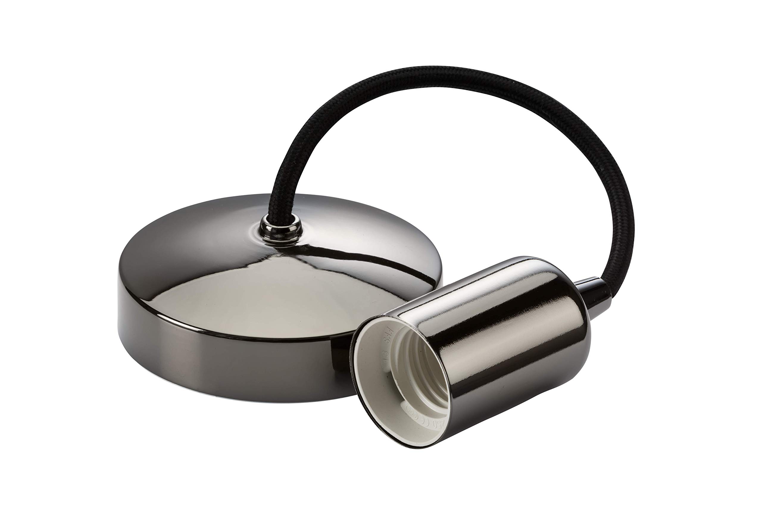 Knightsbridge 6 Inch E27 Contemporary Pendant Set in Black Nickel