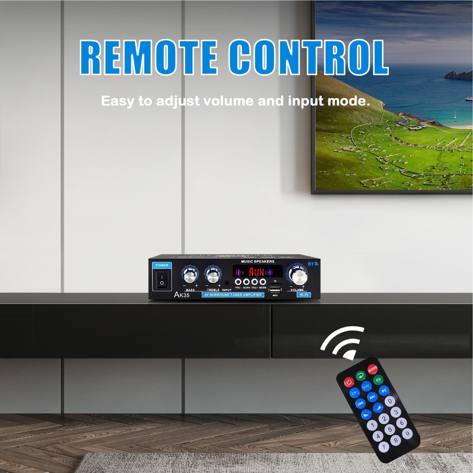 Wzmacniacz Domowy Amplifikator AV Stereo | Odtwarzacz Bezprzewodowy Z Trybami Surround Do Radia Mikrofonu TV Rozrywki Domowej Karaoke W Pomieszczeniach