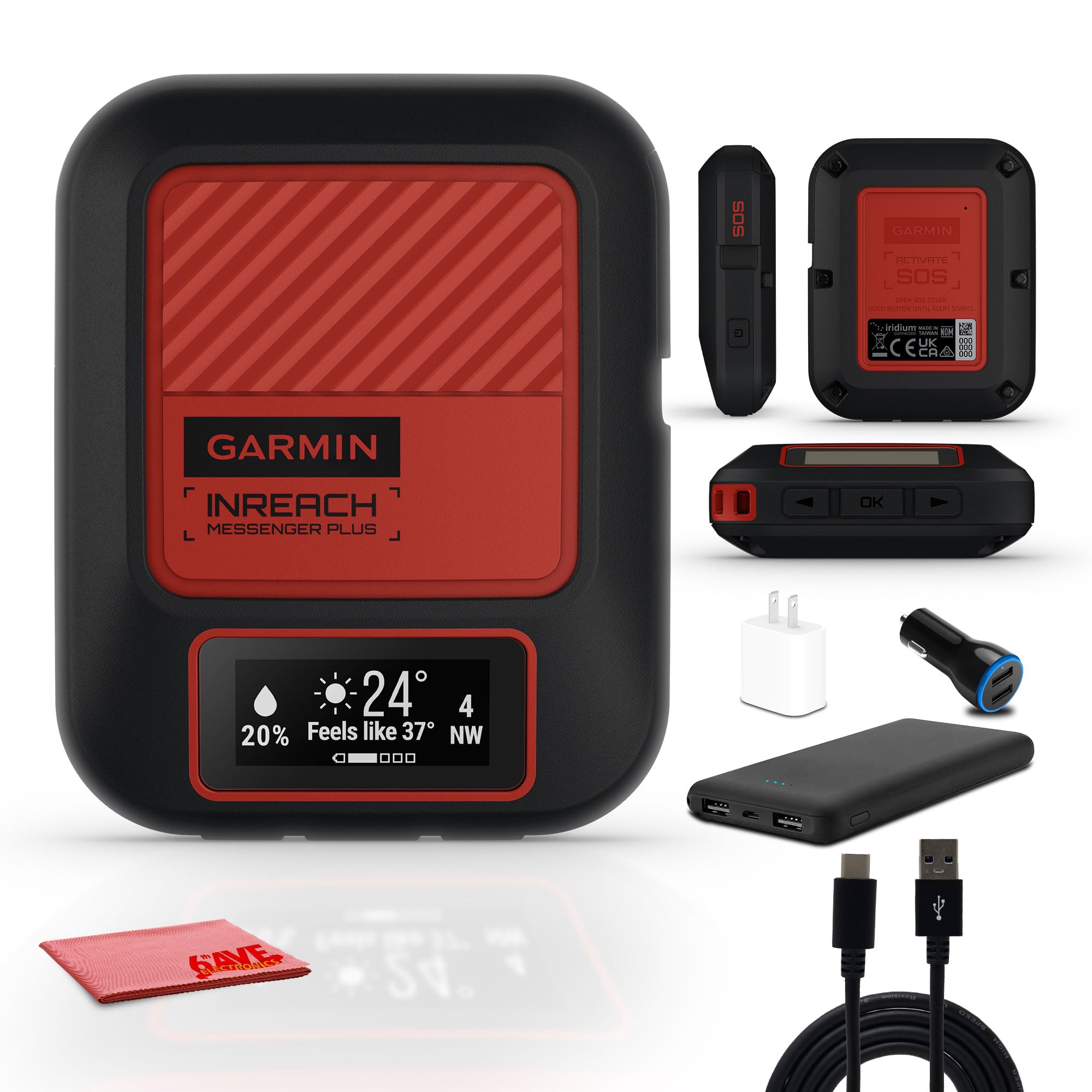 GarmininReach Messenger Plus, SOS Handheld Satellite Communicator with Photo, Text & Voice Messaging Without Cell Service, 25 Days Battery Life, Bundle with P-Bank and More Accessories