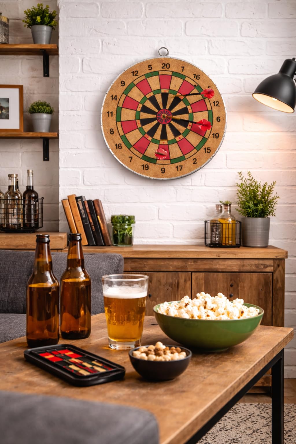 Leosportz Dart Board 14 Inches | Double-Sided Wooden Dartboard with Cork Surface | Steel Tip Darts Included | Indoor & Outdoor Dart Game for Kids & Adults (Wodden Board, 14 inch) 3