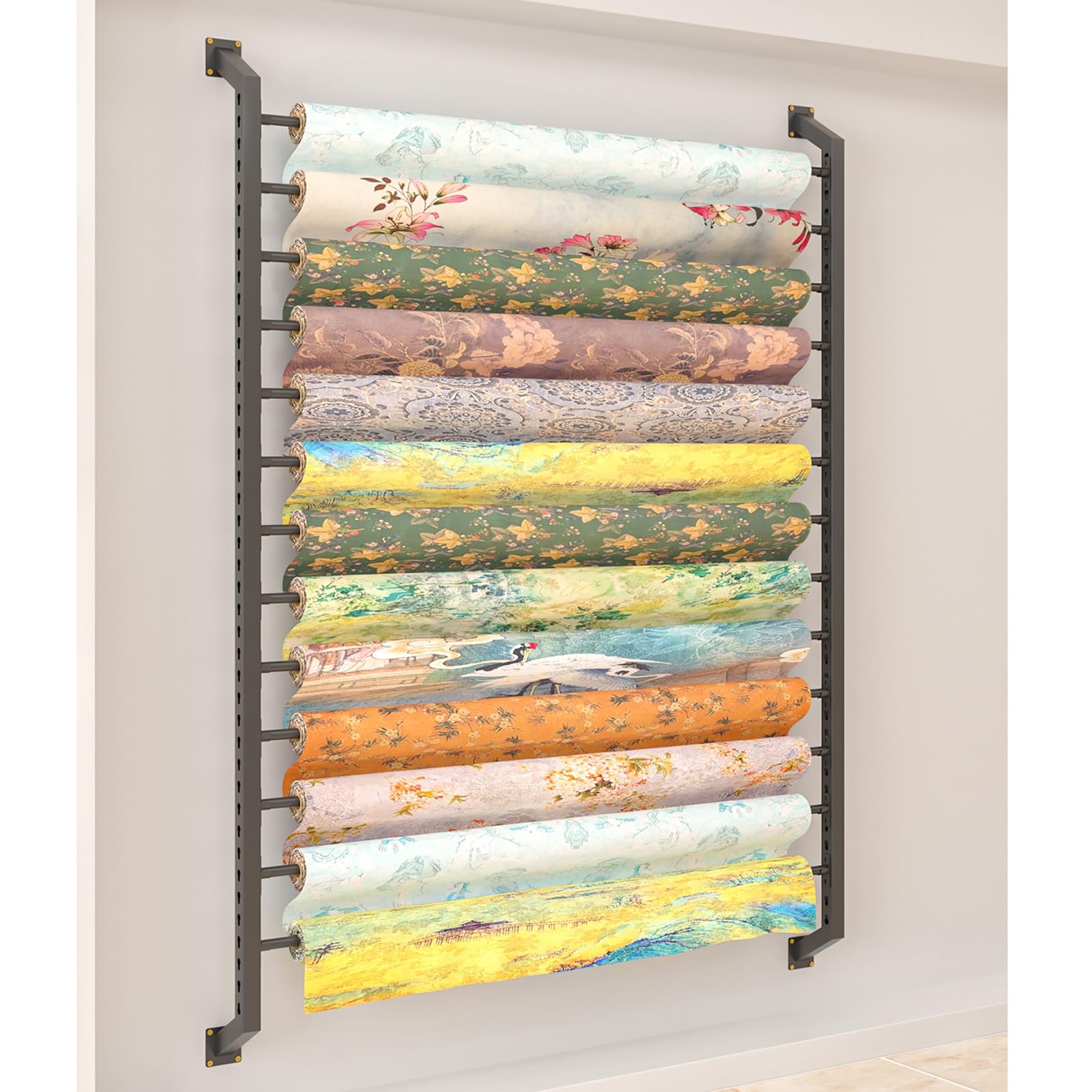 Estante para rollos de tela vinilos y papel tapiz organizador de pared