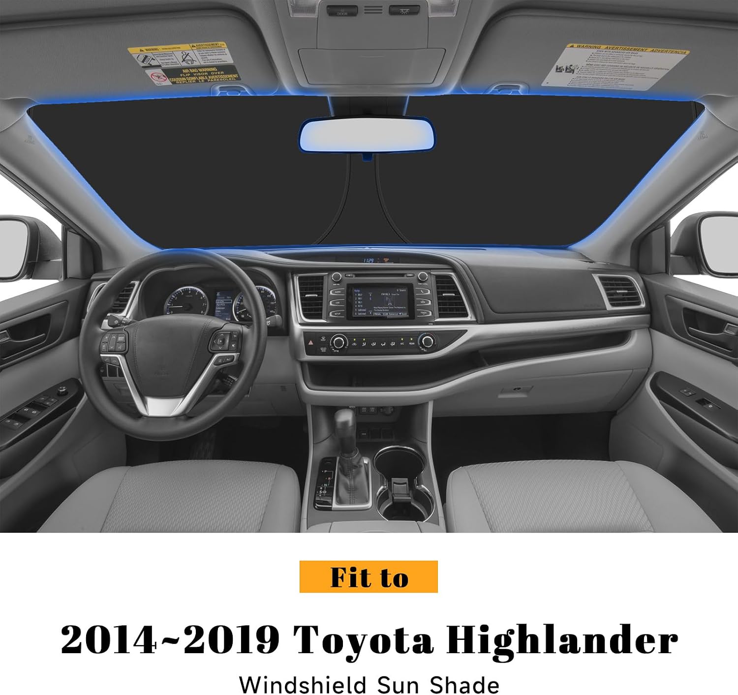 Car Windshield Sun Shade for Toyota 2014-2019 Highlander Accessories (OEM Design) Reflective Foldable Heat Insulation Sunshade for Ultimate Protection image 2