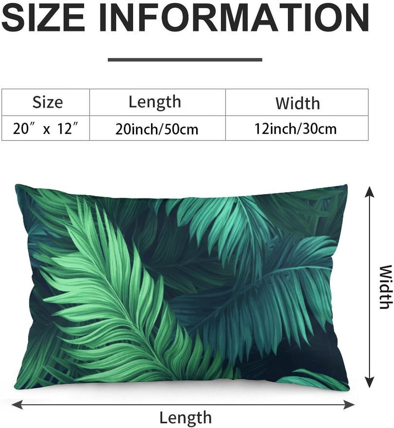 Tropical Palm Leaves Pillow Cases Queen Size Set of 1 Soft Comfortable Throw Pillows Covers Decorative Pillowcase with Zipper Bed Cushion Covers for Couch Sofa Bedroom 12 "x20