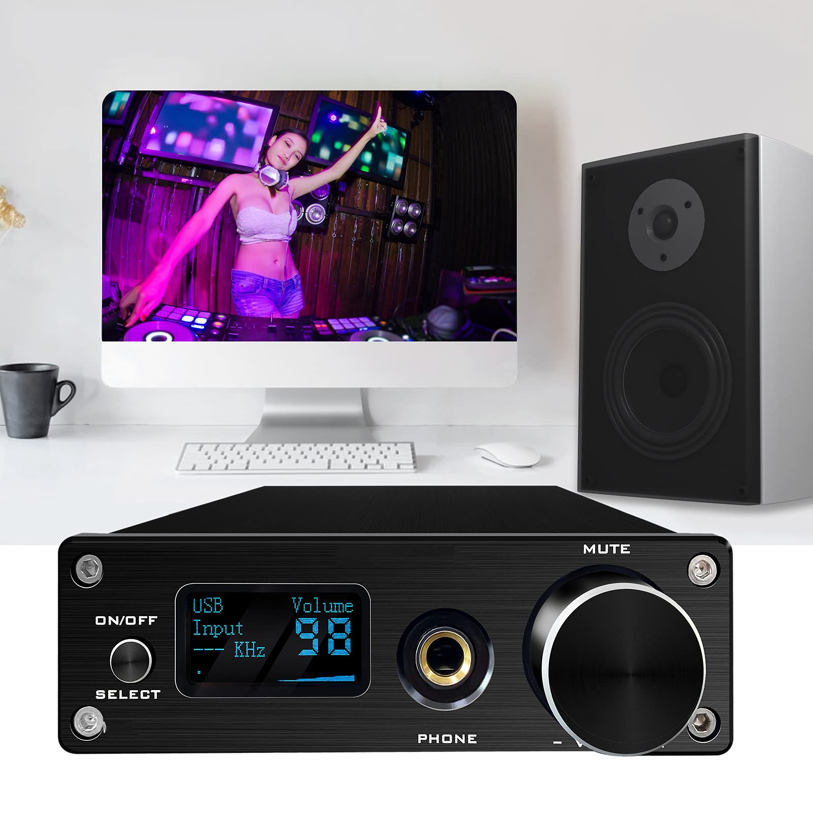 Décodeur Audio, convertisseur numérique-analogique BT 5.0 DAC TPA3116D2 Amplificateur de Puissance sonore 5.0 DAC Classe Audio stéréo HiFi avec Interface USB/Fibre/Coaxial/Cinch/6,