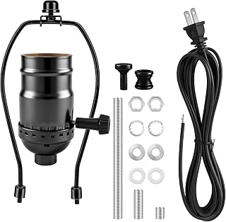 DIY Lamp Rewire Kit, Lamp Socket, Matching Cord, 8" Lamp Harp Set | DIY and Repair Lamp Kits for Do It Yourself (Black), Lamp Kit for Floor Lamps and Table Lamps (No Saddle Base)