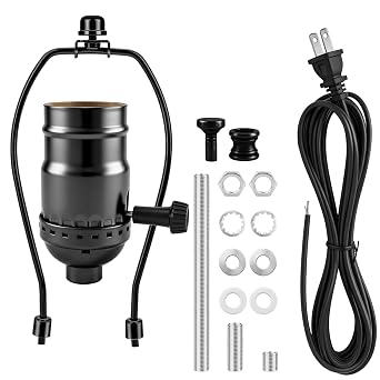 DIY Lamp Rewire Kit, Lamp Socket, Matching Cord, 8" Lamp Harp Set