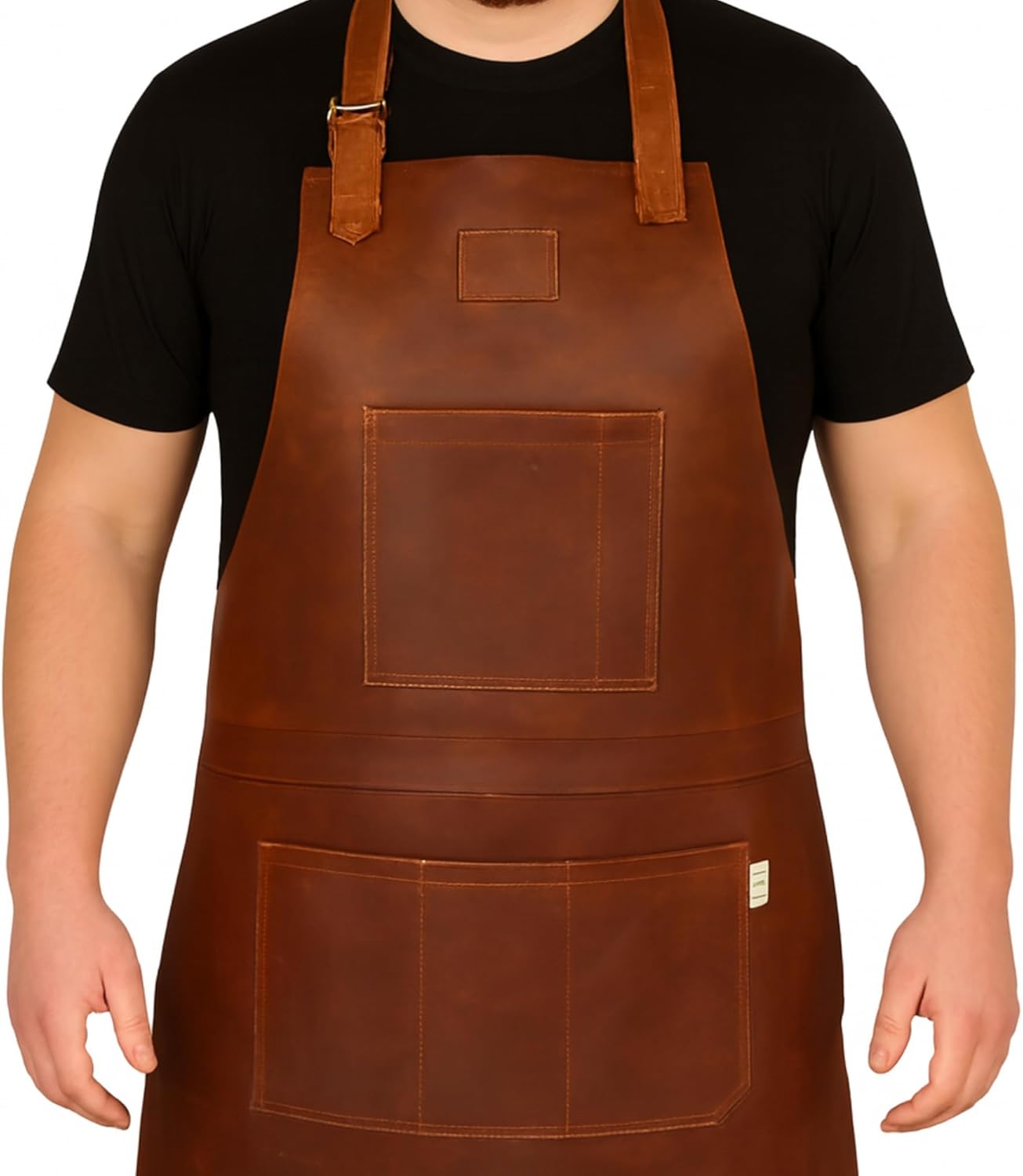Men's Genuine Leather Work Apron with Adjustable Strap & Tool Pockets – Craft, Kitchen, Workshop Protective Apron