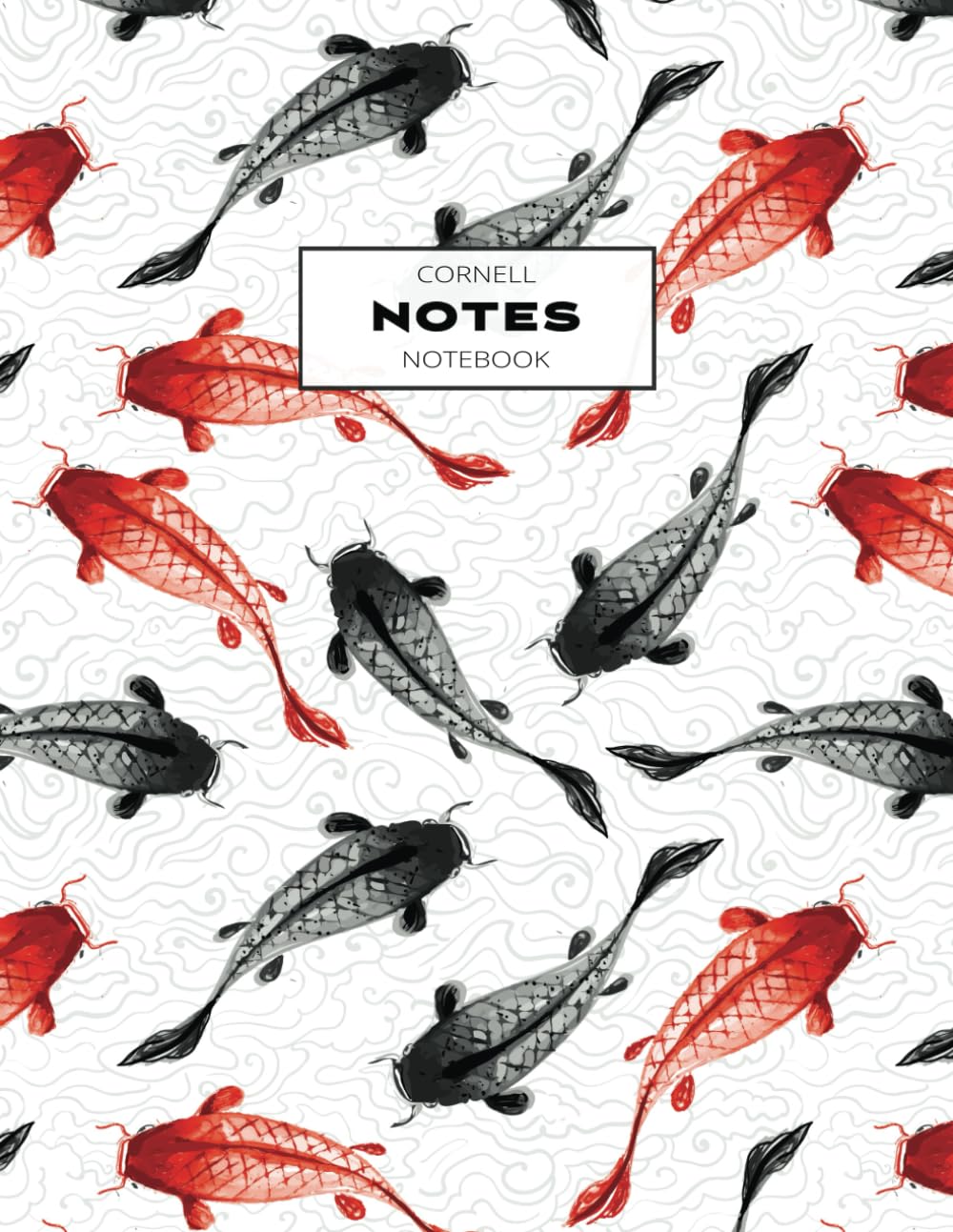 Cornell Notes Notebook: Note Taking with College Ruled Lines, Index and Numbered Pages, Koi