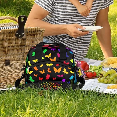 Miniatura 7 de Lonchera aislada para mujeres y hombres con estampado de animales de mariposas y arco iris reutilizable bolsa de almuerzo grande para el trabajo