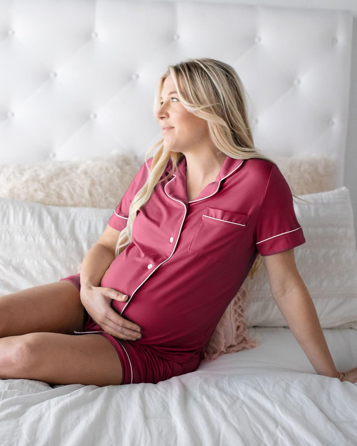 Kindred Bravely Clea Maternity Pajamas & Postpartum Lounge Sets for Women, Short Sleeve Nursing Pajamas - Image 5