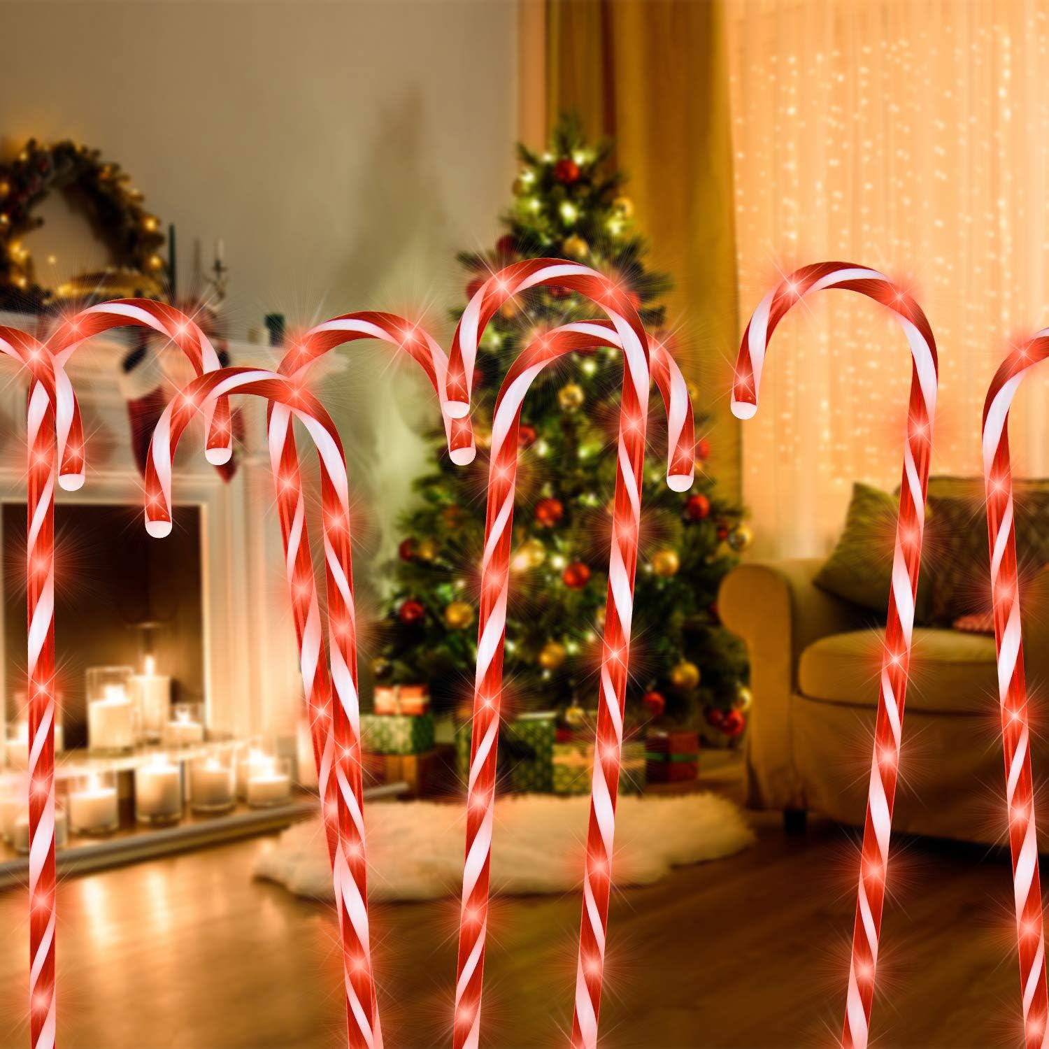 Flash Deals - 70% OFF 28 Christmas Candy Cane Pathway Markers Lights, Set of 10 Pack Christmas Outdoor Decorations Yard Candy Cane Lights
