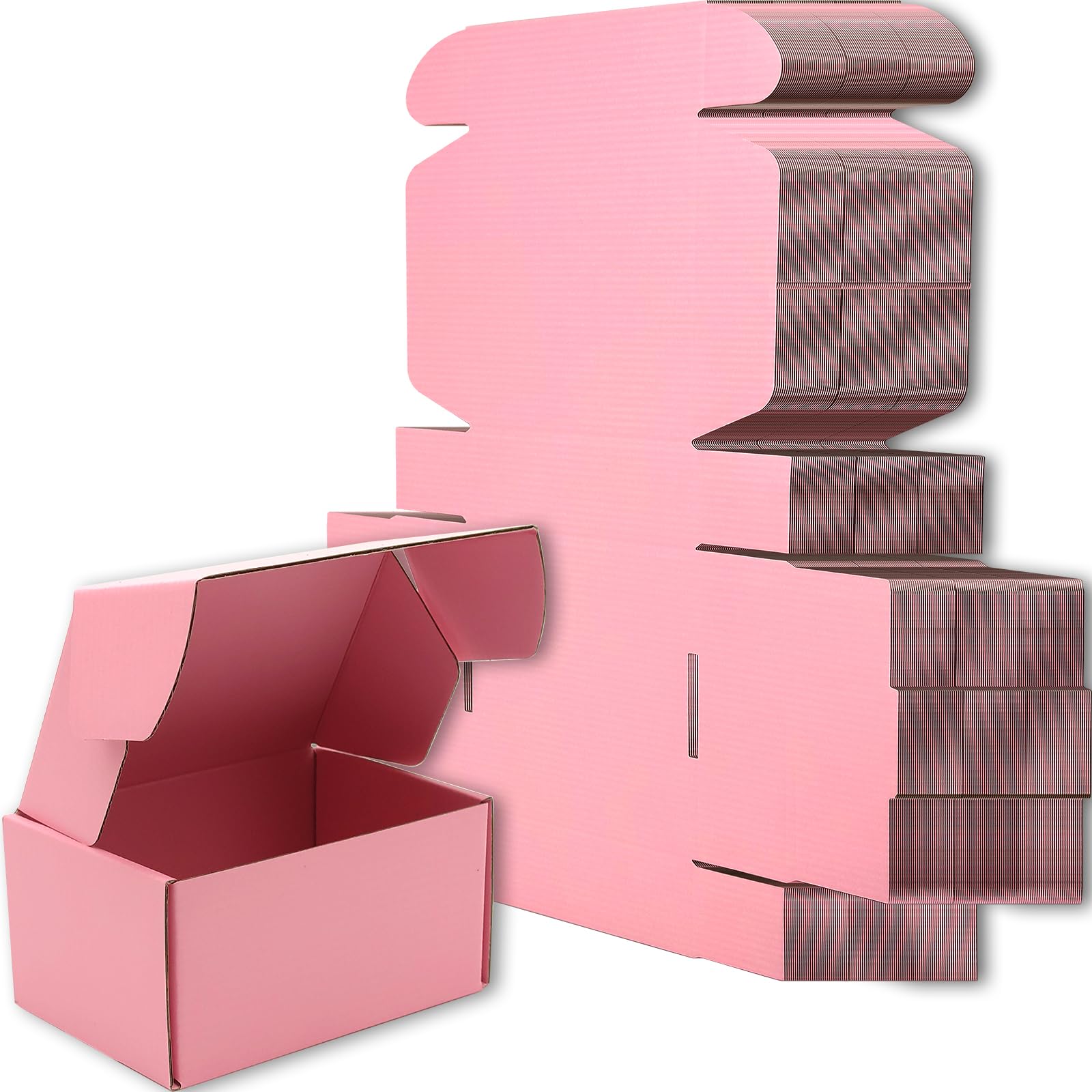 Lmuze 6x4x3 inches Small Shipping Boxes Set of 50 - Pink Mailer Corrugated Cardboard Boxes for Shipping Packaging Mailing Products