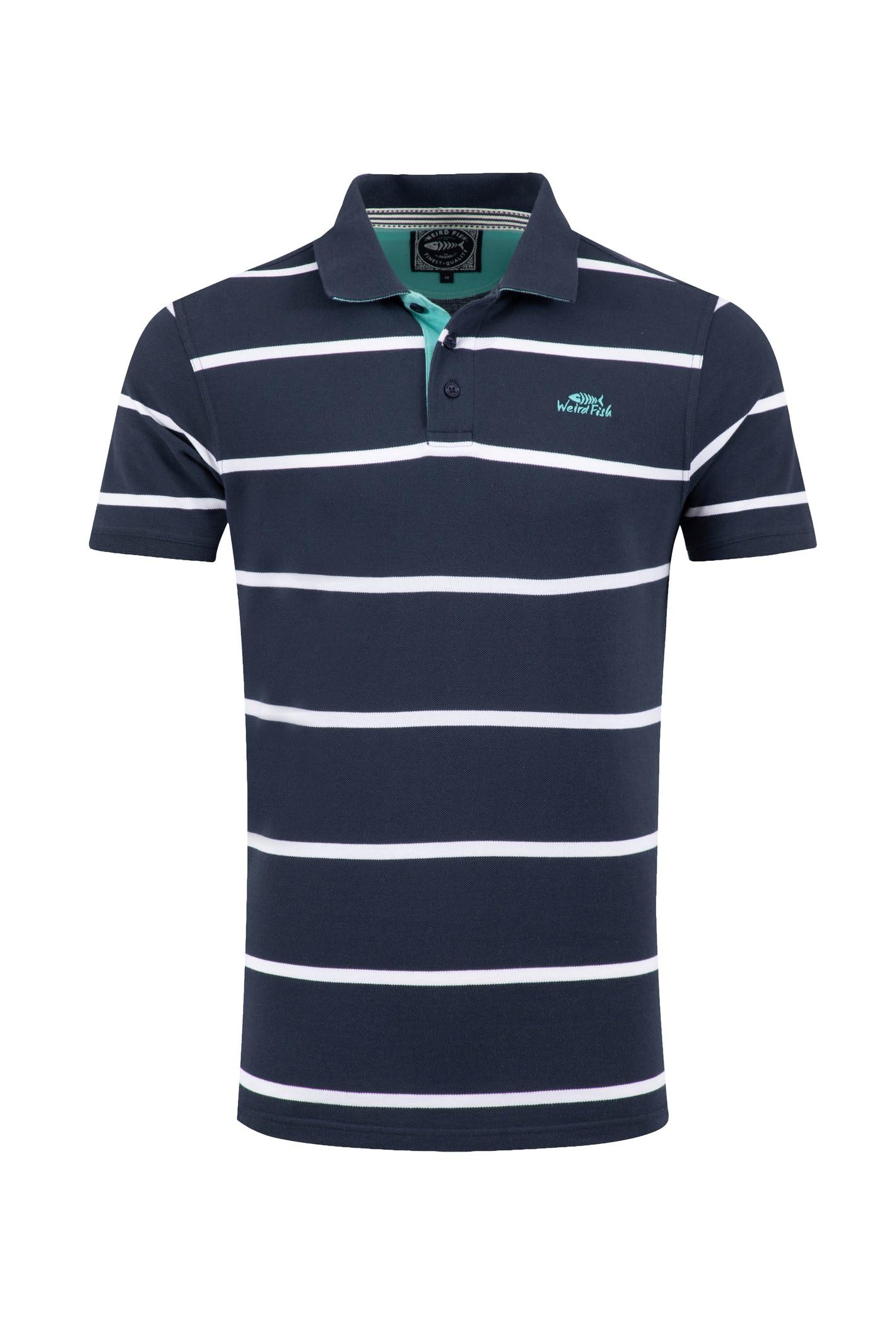 Weird Fish Men's Striped Pique Polo Shirt Navy 4XL