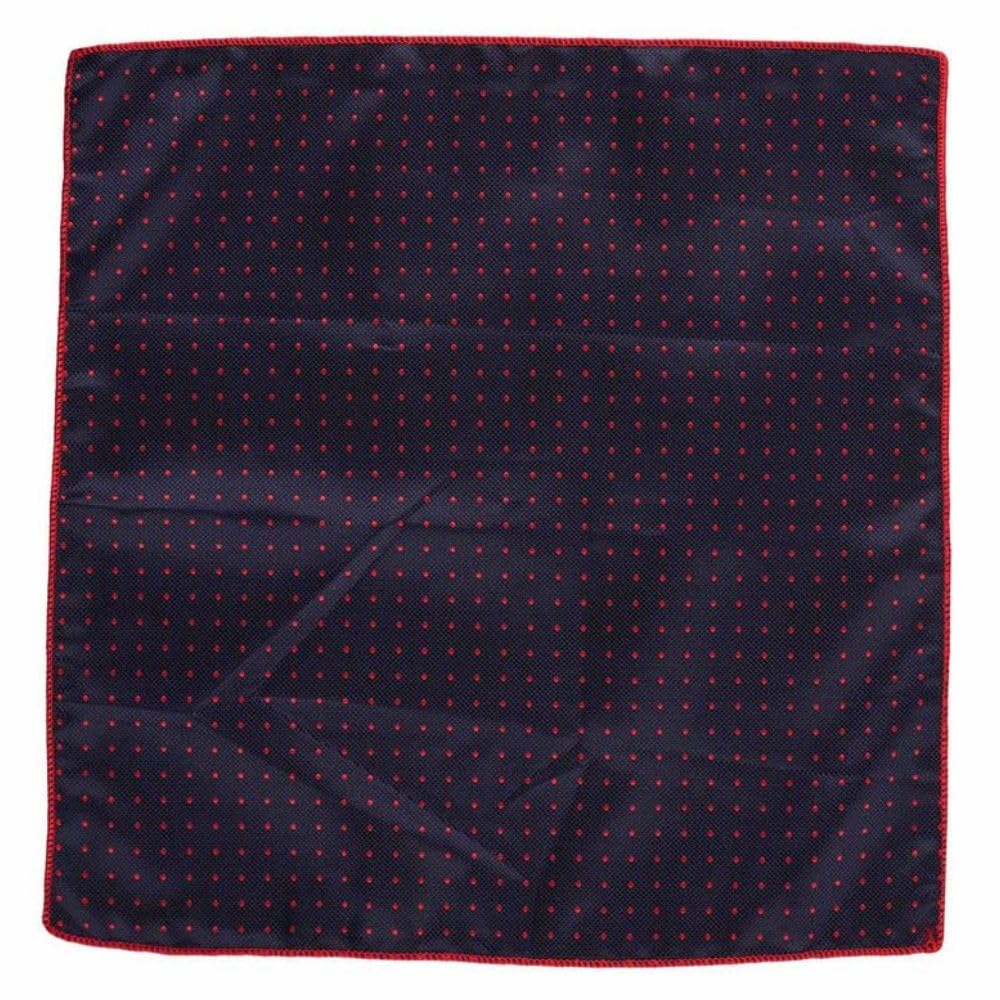 the tie hub Polka Navy Blue & Red Microfiber Pocket Square For Men-picture-26