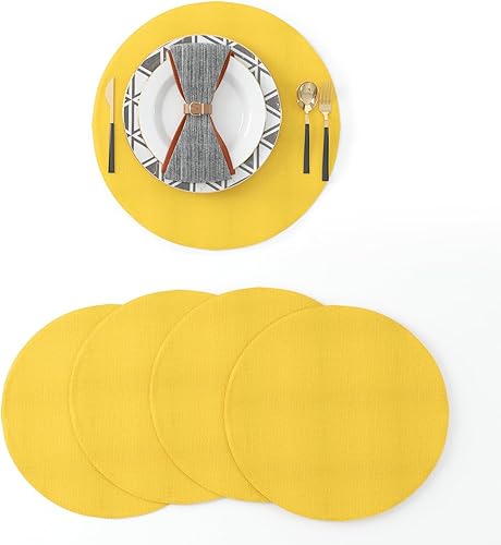 Miniatura 44 de Juego de 4 manteles individuales de lino suave hechos a mano resistentes al calor, manteles individuales para mesa de comedor, manteles individuales