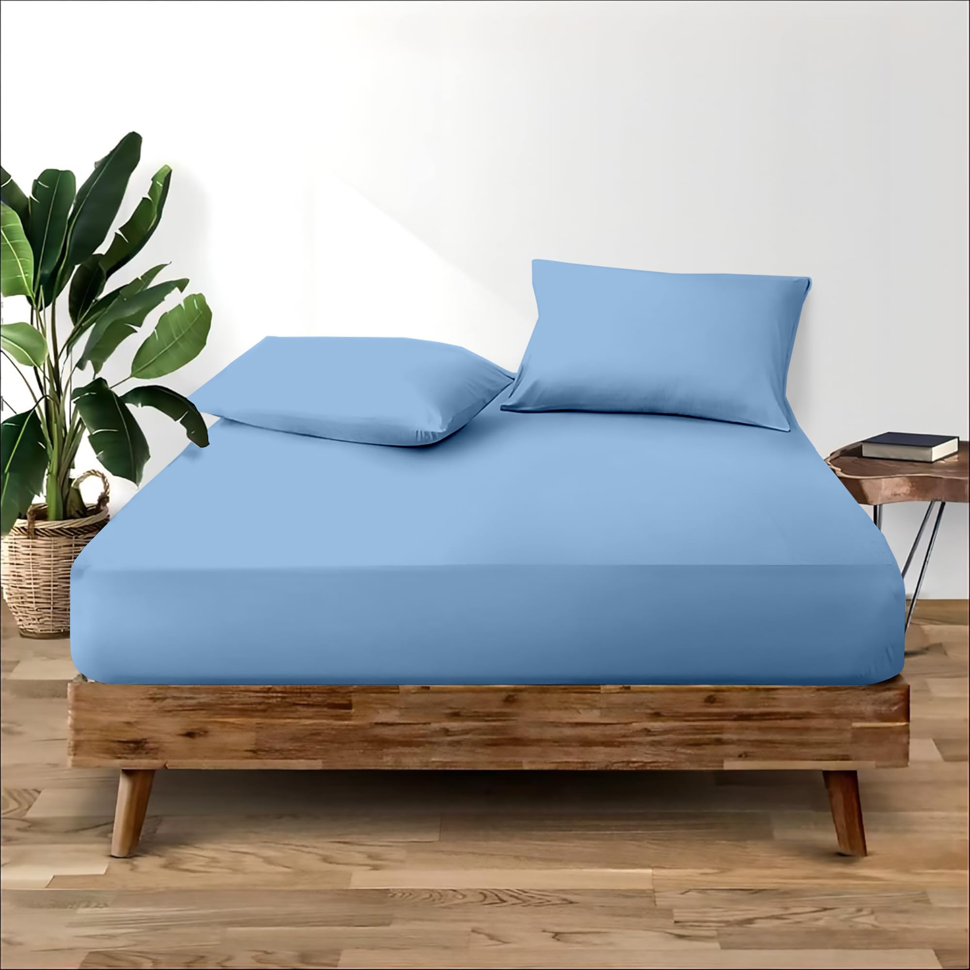 Cotton Comfort Bedding Double Fitted Sheet Deep 35cm for Double Bed 100% Egyptian Cotton 400 Thread Count Fitted Bed Sheets Double Comfortable & Breathable Super Soft Bed Sheet โ image 1