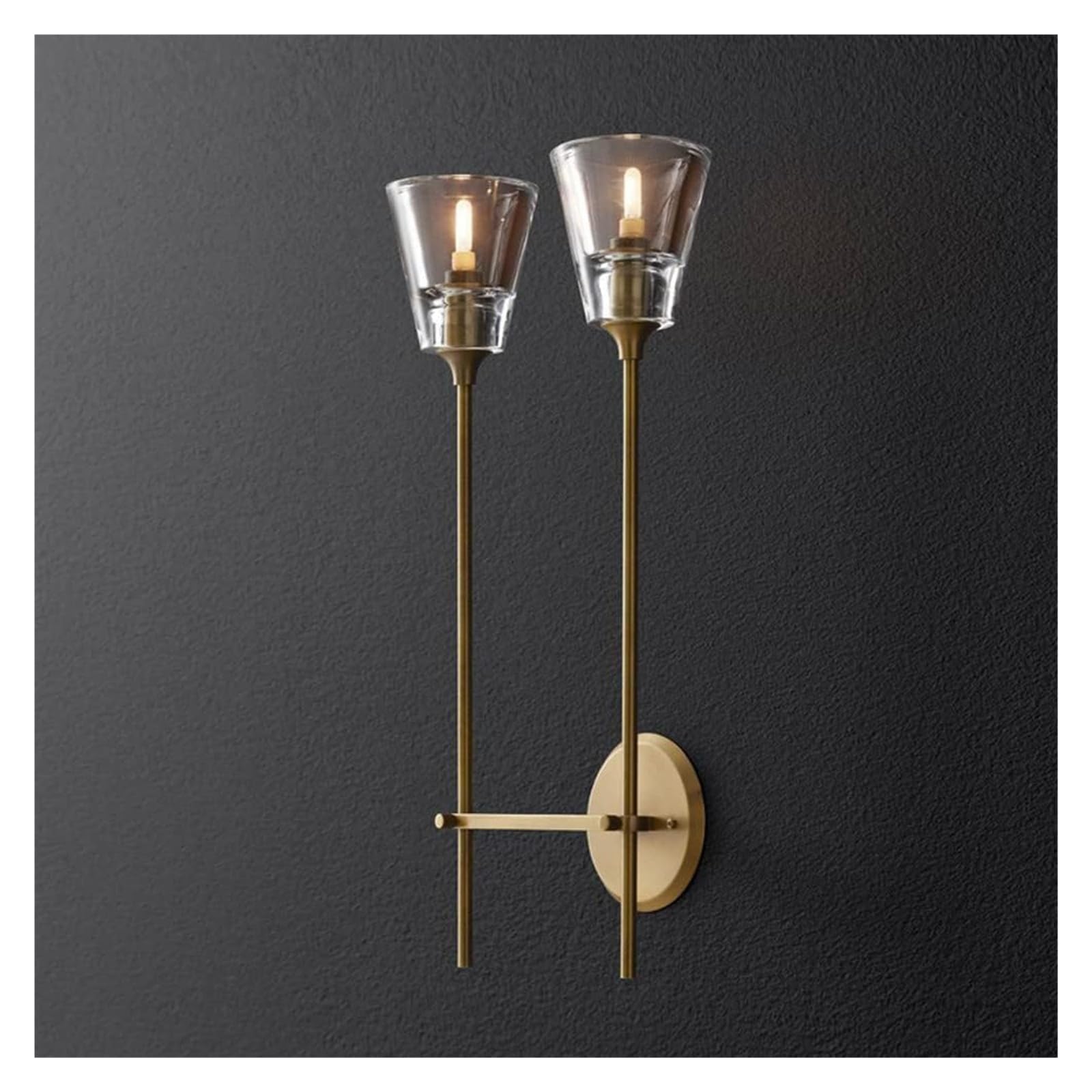 VGTLAKEX Wall Light Glass Wall Mount Light Gold Finish Sconce Interior Lamp Industrial Lighting E14 Sconces for Living Dining