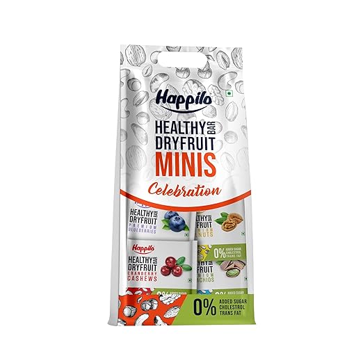 Happilo Healthy Mini Dry Fruit Bar Assorted Pack of 12, (15g x 12