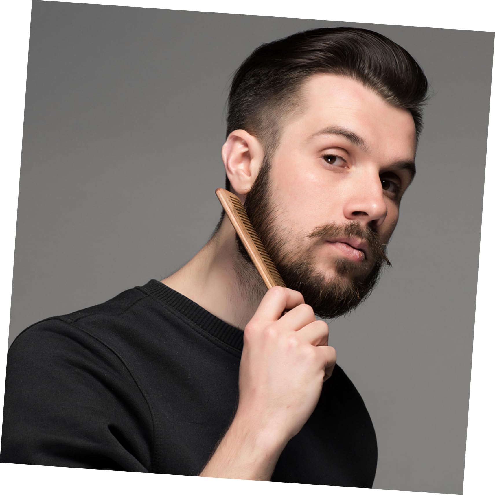 2piezas Peines Para Peinar El Cabello De Sándalo Diseño De Dientes Anchos Mango Puntiagudo Portátil