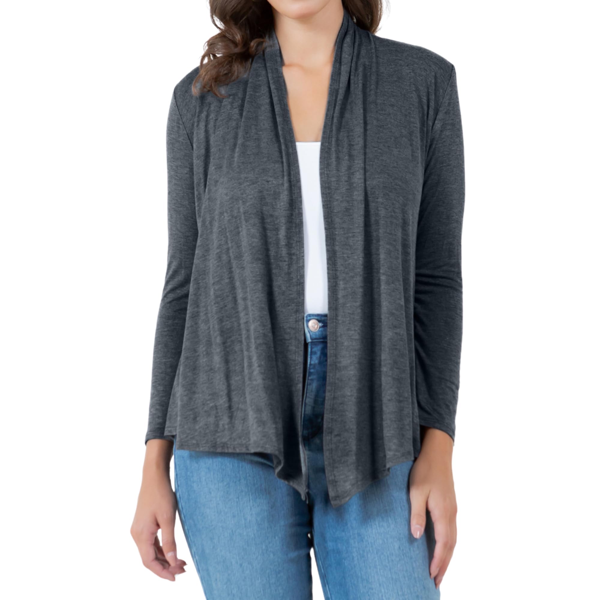 Azules Long Sleeve Open Front Cardigan for Women – Lightweight Rayon Sweater, Soft Flowy Layer for Casual or Dressy Outfits
