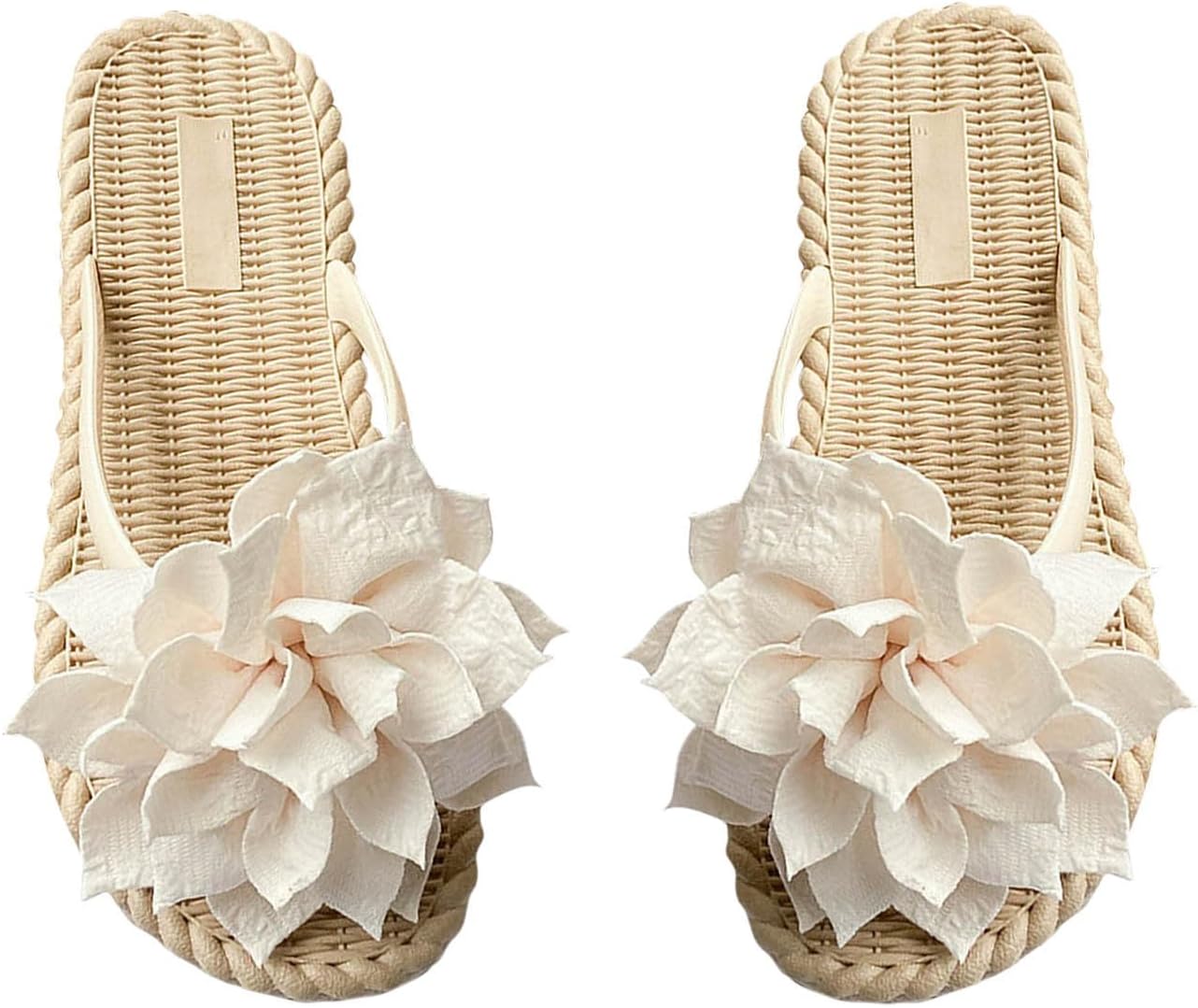 Generisch 2026 Sandali da donna con fiori piatti infradito boho sandali casual scarpe S scarpe da donna 42, bianco, 37 EU Larga