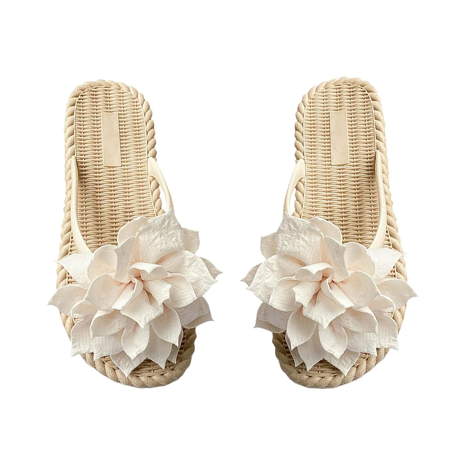 Womens Espadrilles Slide Sandals Cute Open Toe Slip On Slides with Flower Flip Flops Bohemia Beach Sandals Ladies