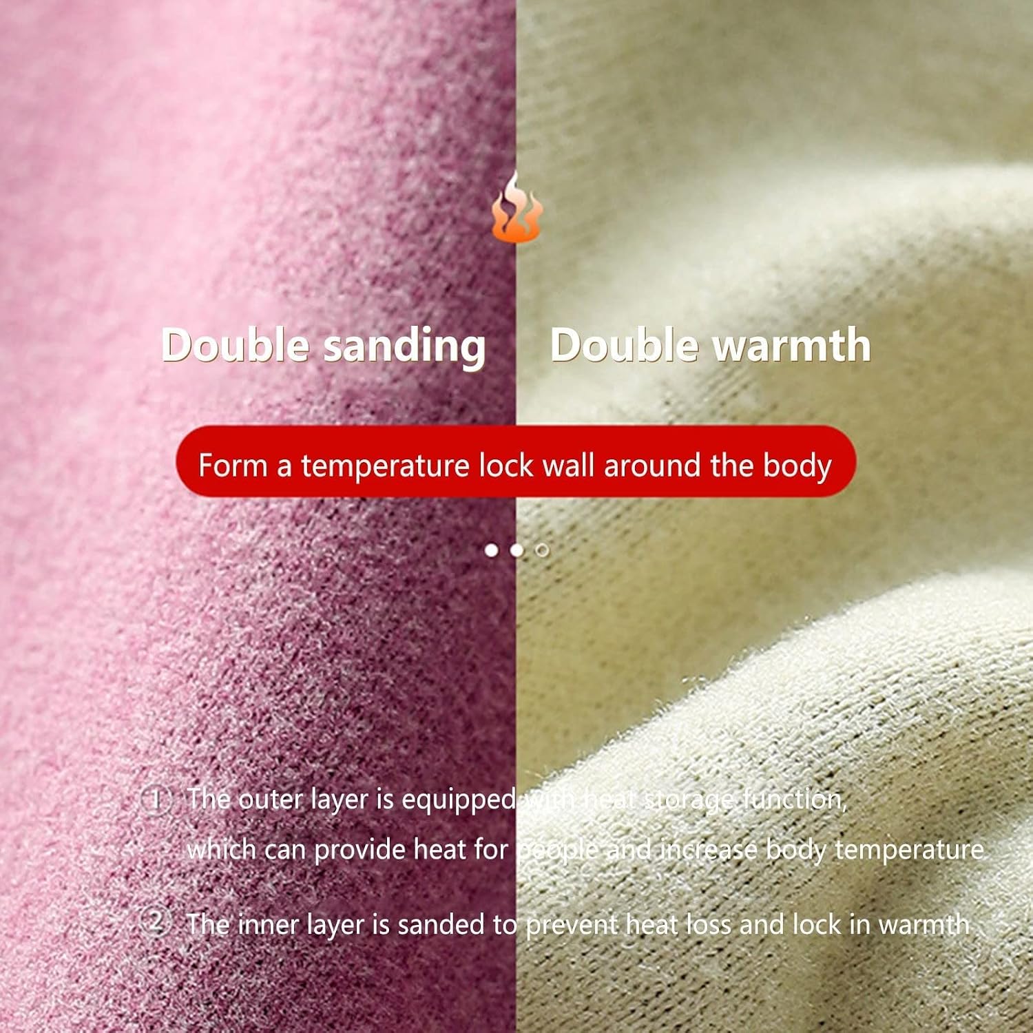 ANRIO Seamless Thermal Underwear for Women Fleece Long Sleeve Long Johns Base Layer Thermals Top and Bottom Pajamas Set