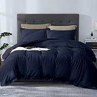 Vista 25 de SLEEP-NEST Juego de funda de edredón de 3 piezas de algodón egipcio de fibra larga de 120 x 120 pulgadas, con cierre de cremallera y lazos