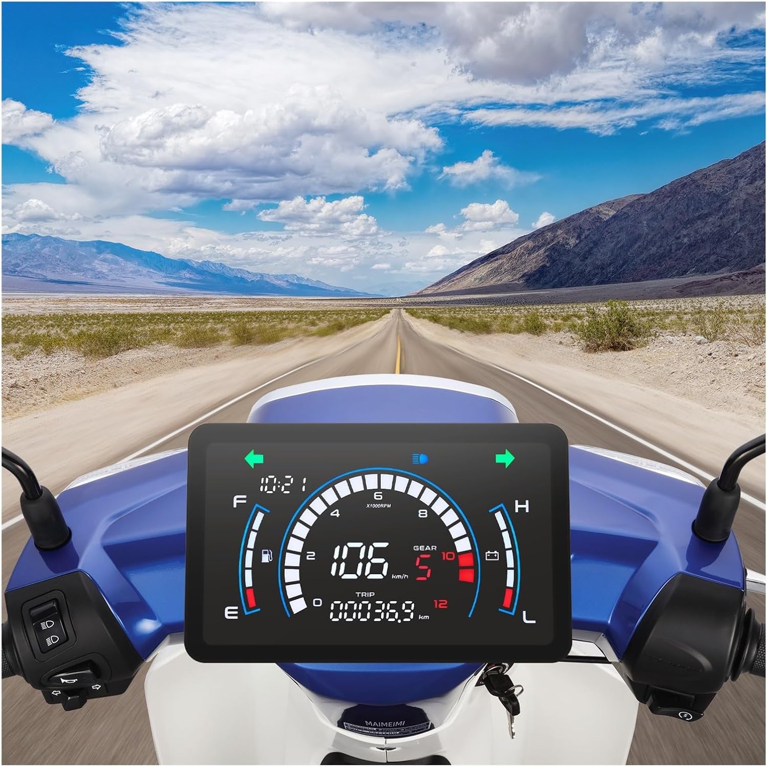 Motorcycle Odometer Speedometer Motorcycle Accessories Digital Tachometer Instrument Dashboard Motorbike Odometer Gauge for Custom EX5 Dream/EX5 Ipowed
