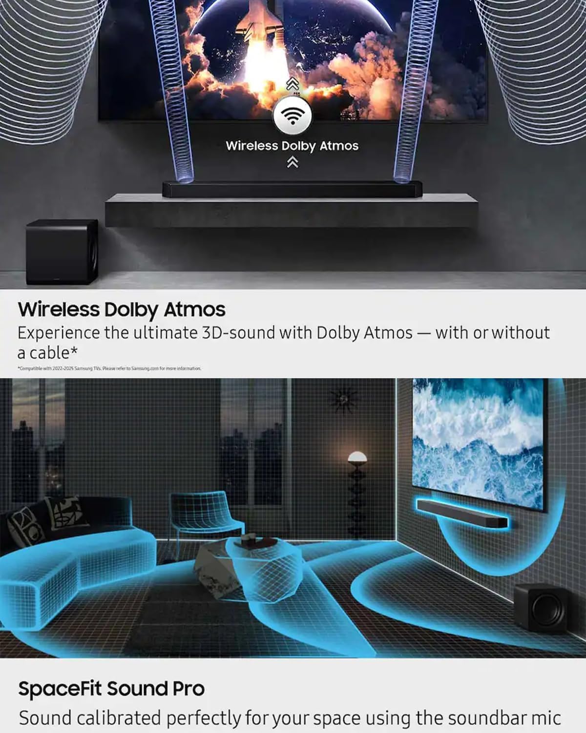 Samsung HW-Q930F Q-Series 9.1.4ch Soundbar w/Wireless Subwoofer & Rear Speakers, Dolby Atmos, DTS:X, Q-Symphony, SpaceFit Sound Pro, HDMI eARC, Full Surround Home Theater System, Titan Black 5 71fRn0GkhAL. AC SL1500
