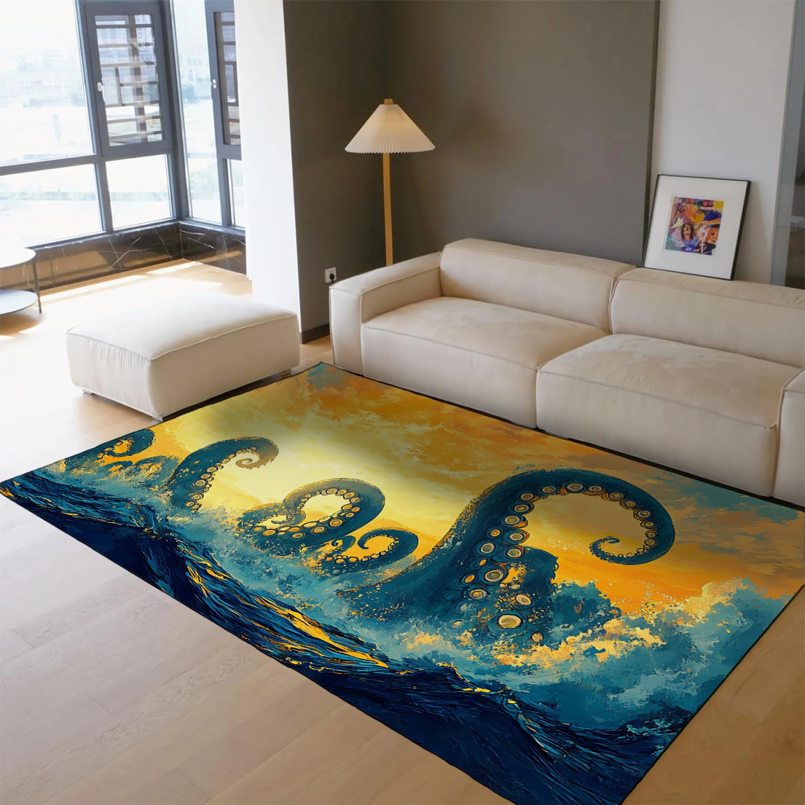 Dywan surrealizmu 80 x 150 cm, macki ośmiornicy, dywan z antypoślizgowym spodem, miękki, można prać w pralce, do salonu, sypialni, wejścia