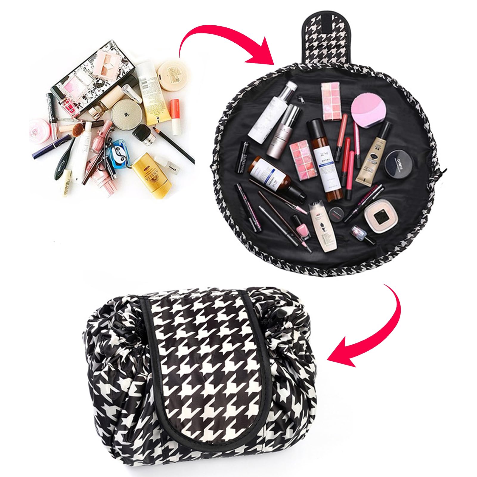 KASESSS Lazy Makeup Bag, Drawstring Make Up Bag, Wash Bag Portable, Large Capacity Toiletry Bags - Image 4