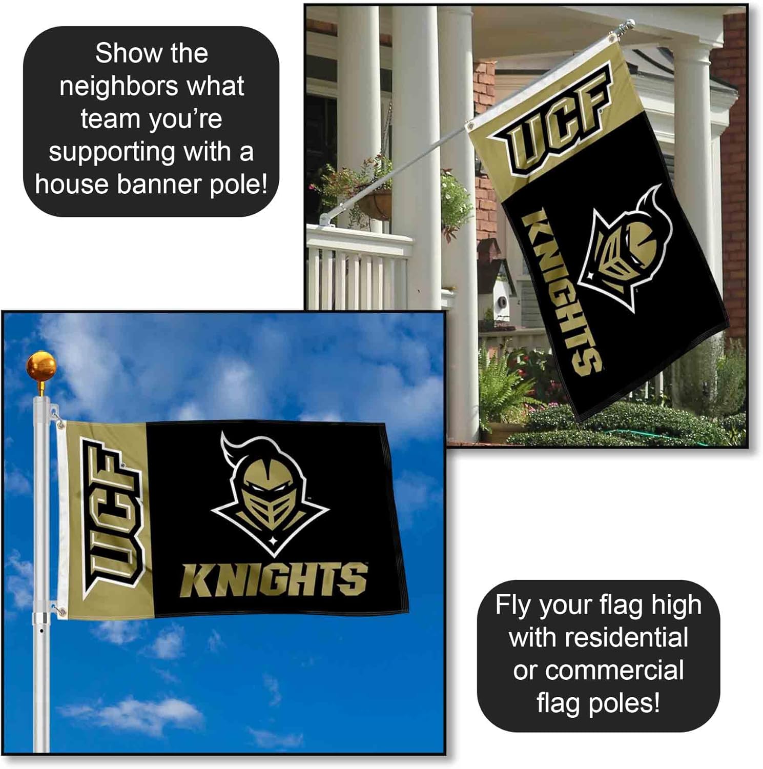 College Flags & Banners Co. Central Florida Knights Wordmark Large Grommet Banner Flag - Image 3