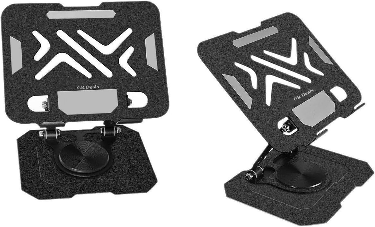Foldable Professional Tablet Stand Holder with 360° Swivel & Height, Angle Adjustment, Sturdy & Heavy Metal Base, Solid Structure Cable Clips for Up to 12 Inch Screen Devices.