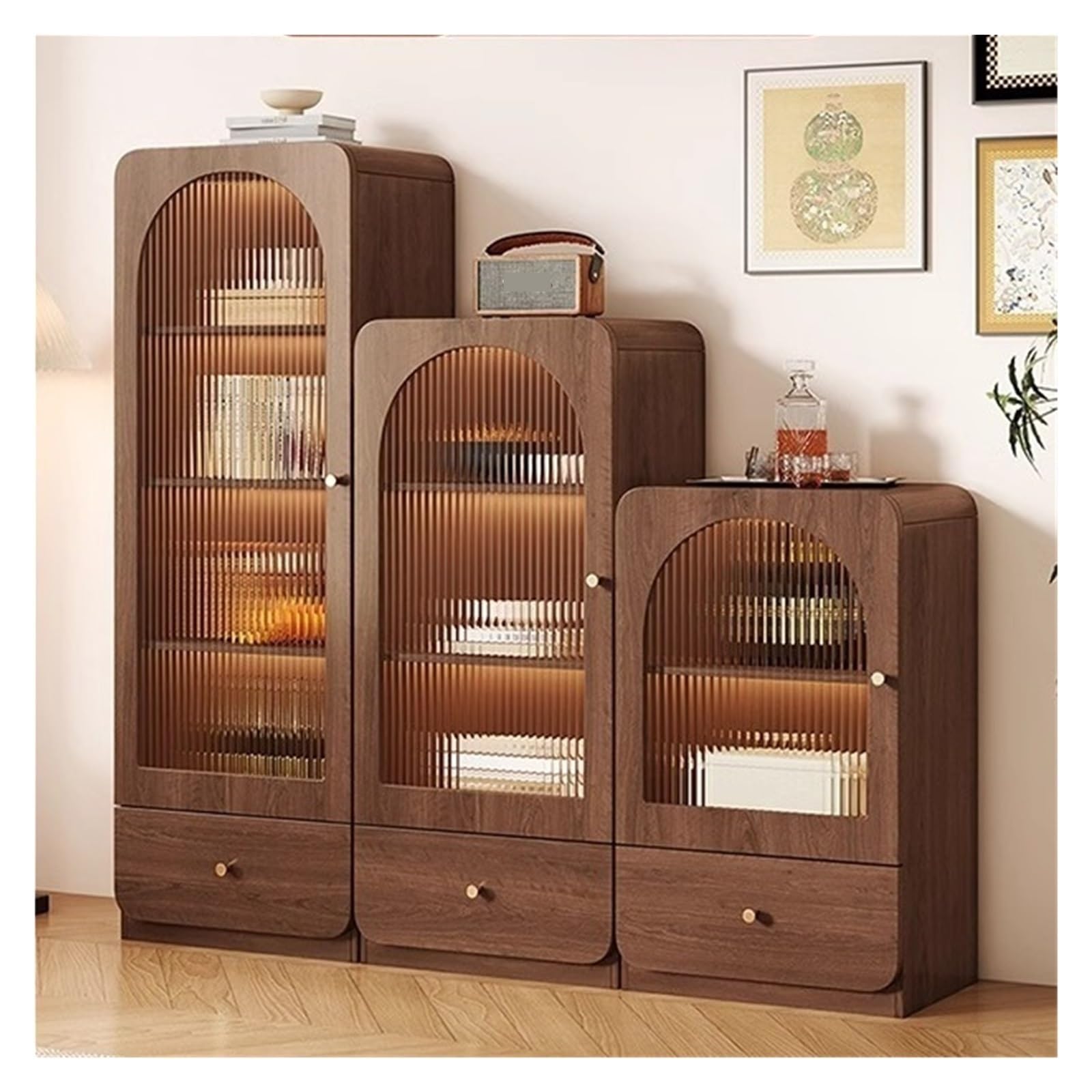 Estantería de madera de nogal marrón de 40x42x98 cm para botellas de vino