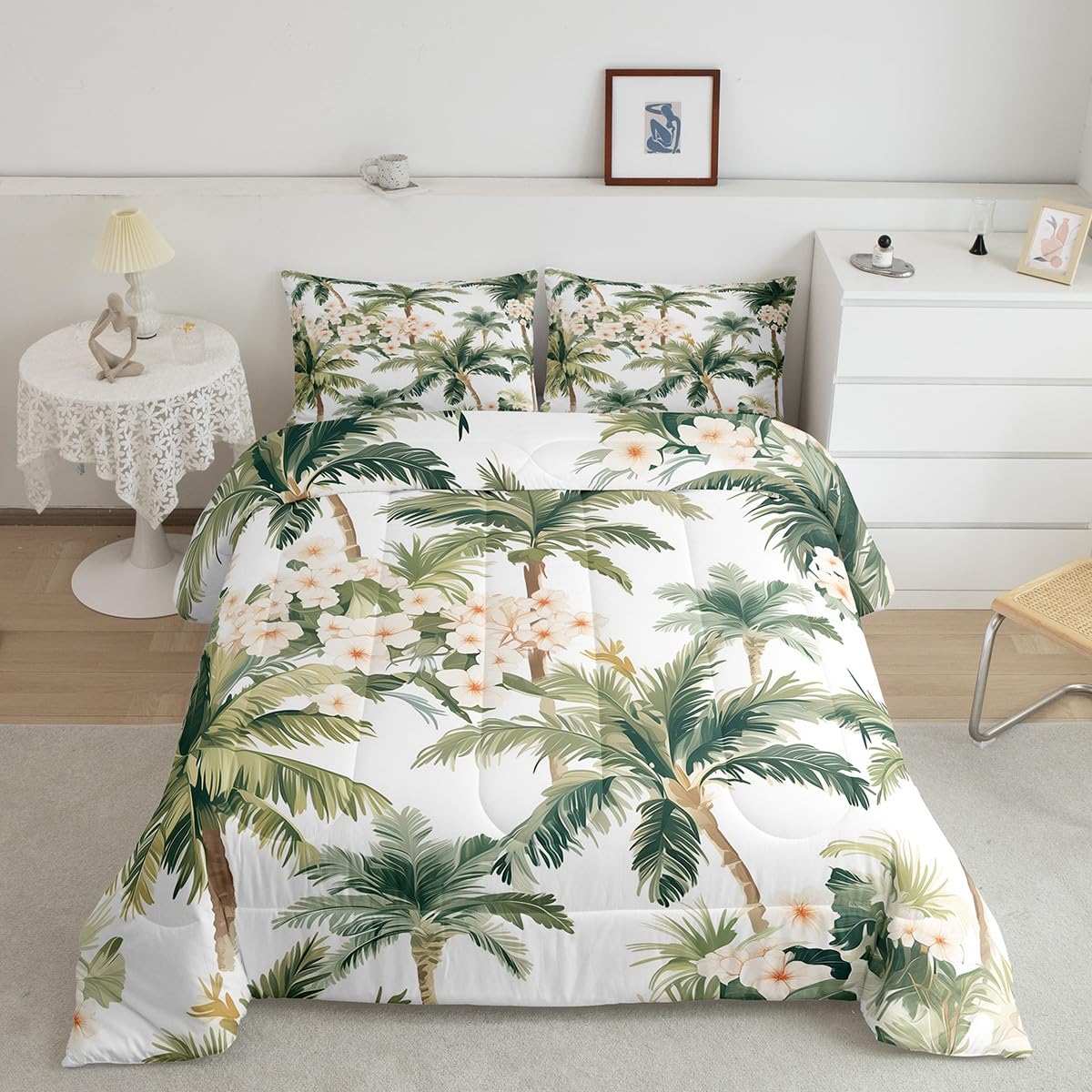 Parure de lit couette style tropical pour éliminer la grisaille de la chambre