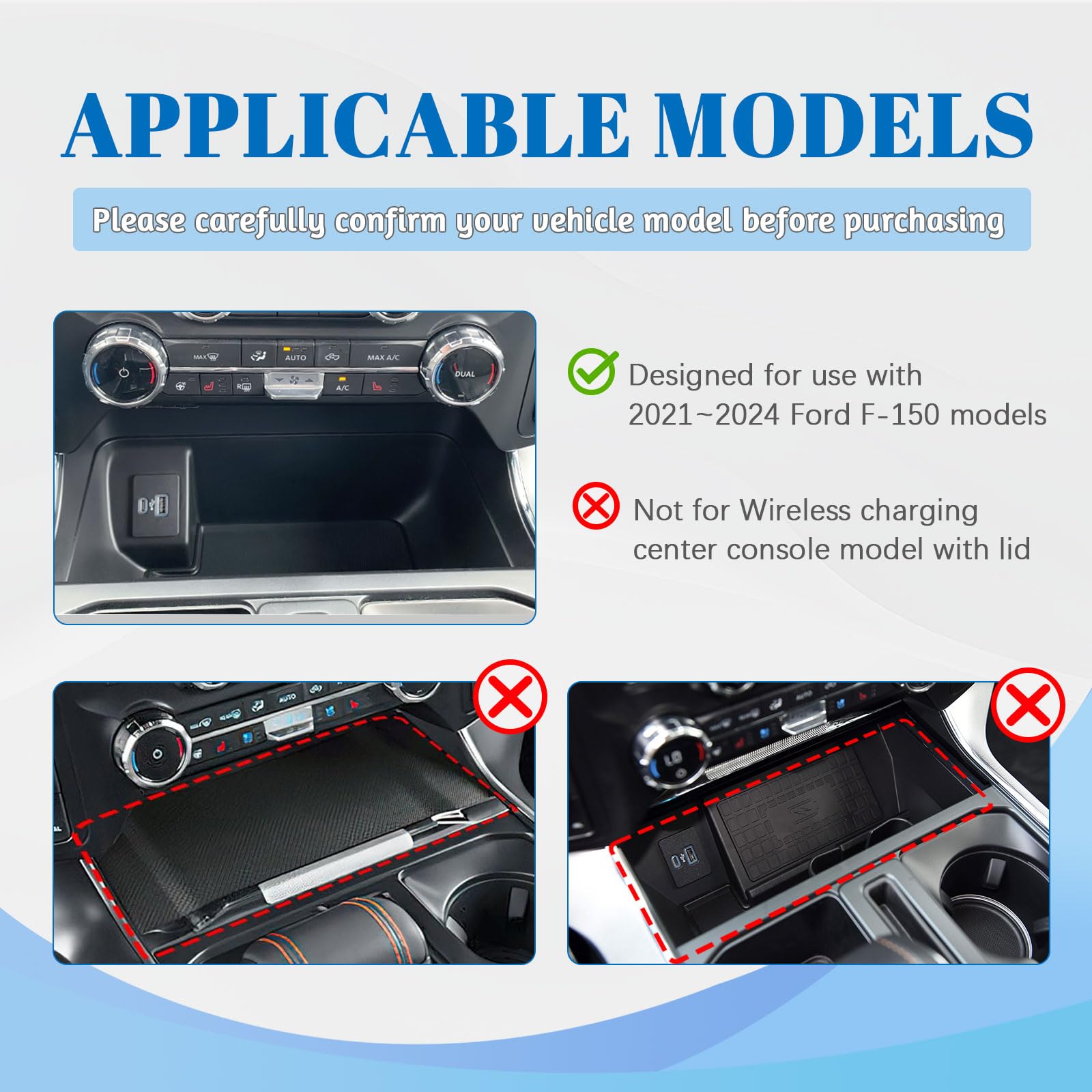 Center Console Organizer Compatible With 2021 2025 Ford F150 2022 2024 Ford F150 Lightning Xlt Accessories Hidden Panel Secret Pocket Lid With Usb Port Fits Front Shifter Open Pocket