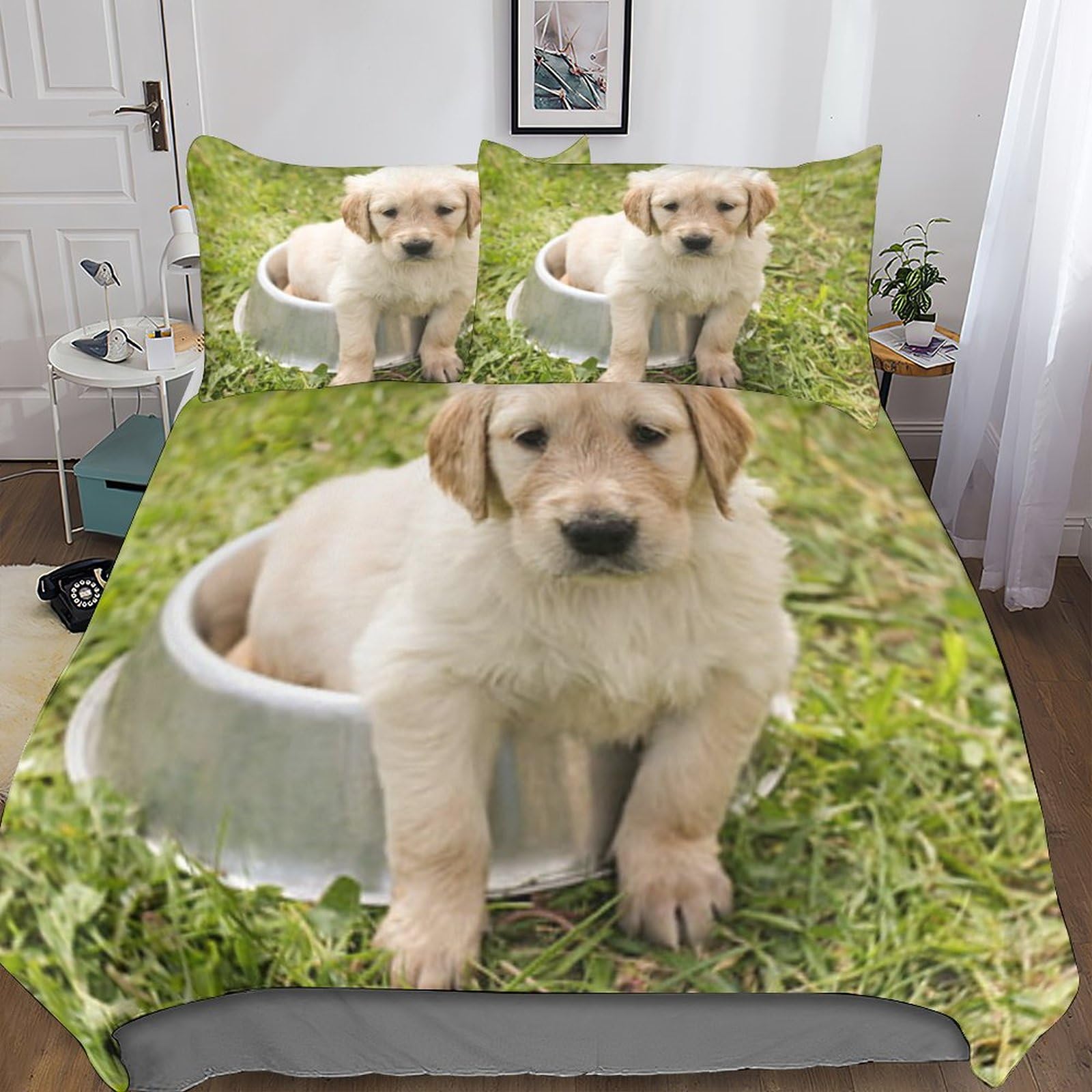 Housse de couette personnalisée animaux IOFEER en microfibre, idée cadeau photo et texte King