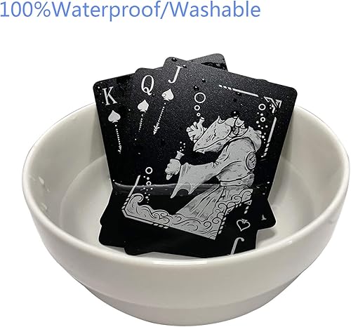 Vista 24 de ACELION Cartas de juego impermeables, cartas de plástico, baraja de cartas, tarjetas de póquer de regalo (negro)