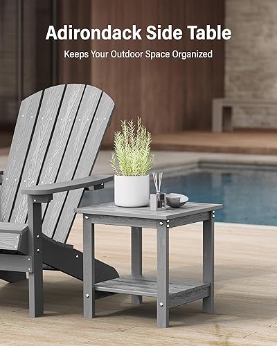 Miniatura 7 de YEFU Mesa auxiliar para exteriores para patio 16 x 16 pulgadas, HIPS - Mesa auxiliar cuadrada pequeña para exteriores, mesas Adirondack de 2 niveles