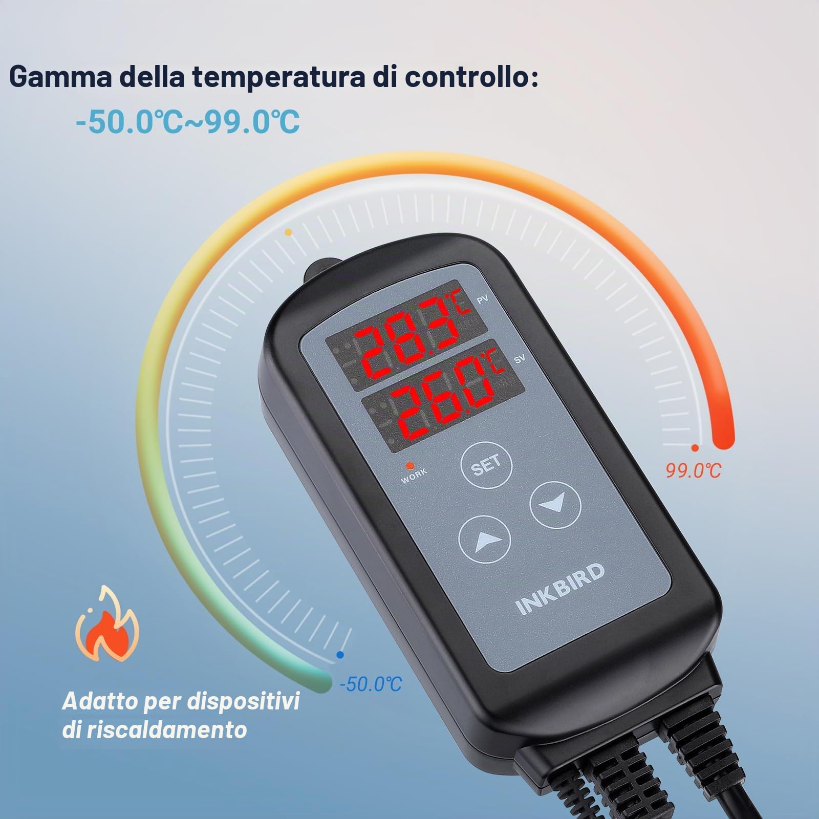 Inkbird ITC-2T Termostato Controllo Digitale,Termoregolatore Doppia Prese di Riscaldamento,Timer Ciclo Giorno-Notte,Funzione di Allarme,Regolatore di Temperatura per Terrarium,Serre,Rettili