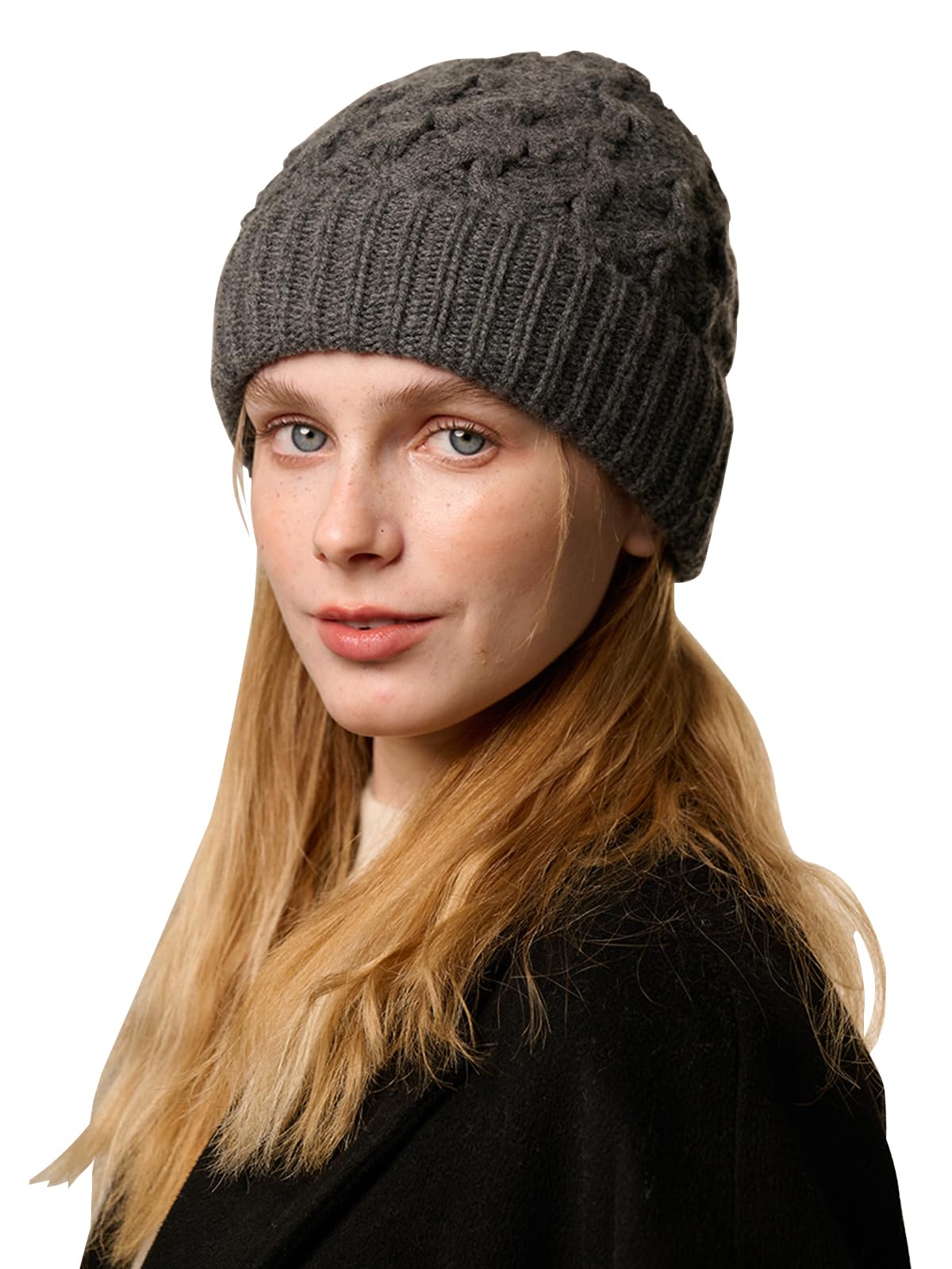 YUONNY Winter Häkel Beanie Mütze für Damen Herren, 30% Kaschmir & 70% Wolle, Weiche Warme Cuffed Strickmütze, Gestrickt Skull Cap Winddicht Hut mit Umschlag für Outdoor Sport Ski Radfahren