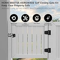Vista 3 de HOME MASTER HARDWARE Kit de puerta de cierre automático, color negro, bisagras en T de resorte de 3.5 pulgadas, paquete de 2 + pestillo de puerta