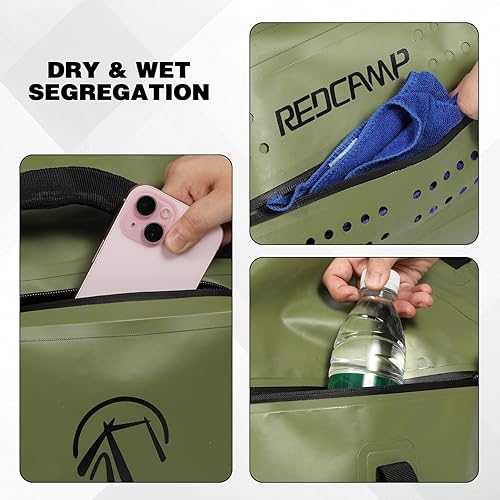 Miniatura 5 de REDCAMP Bolsa de lona grande impermeable, mochila seca enrollable con correas de fijación rápida para camping, motocicleta, barco, rafting, kayak,