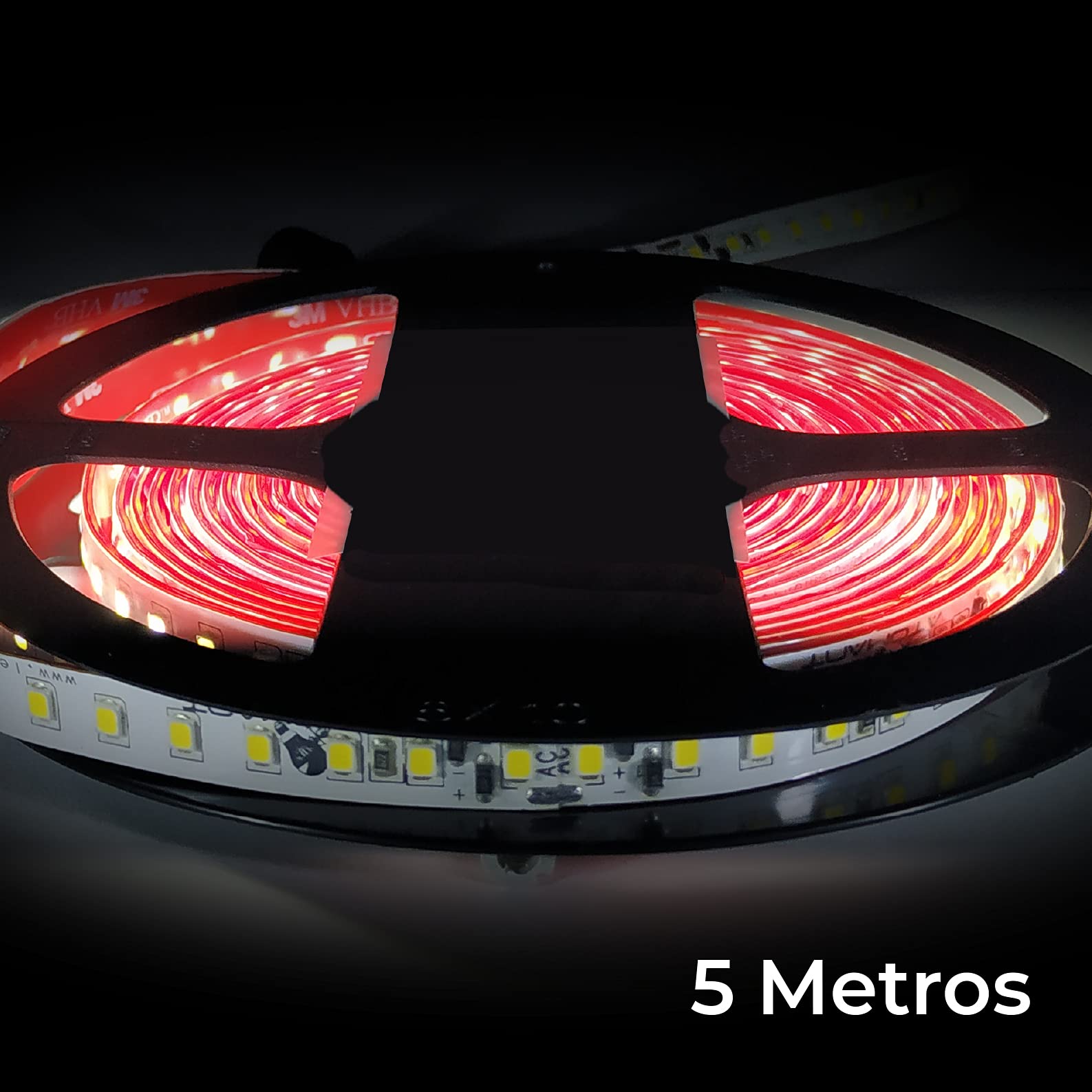 LED ATOMANT Pack 5x Rollo de 5 metros de Tira de Luz LED Directa a 220v, 12W/m, Color Blanco Calido (3000K), Impermeable (IP65), Corte cada 10cm