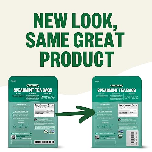 Vista 367 de FGO Té de menta orgánico, 100 unidades, bolsitas de té ecológicas, sin cafeína, el embalaje puede variar (paquete de 1)