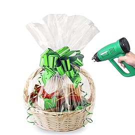 Morepack Shrink Wrap Basket Bags,20Pieces 18x22Inches Clear PVC Shrink Wrap Bags for Gift Basket
