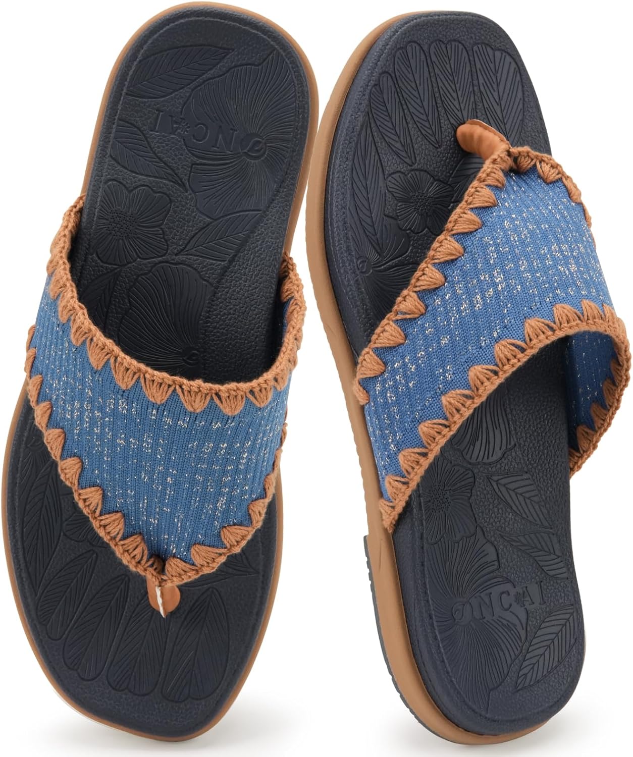 ONCAI Women's Flip Flops Classic Square Dressy Summer Beach Slide Ladies Sandal for Woman Walking Comfort Soft Cushion Mujere Sandalias Outdoor Rubber Sole Size US 6-11